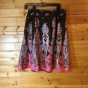 Brown & Beige Bohemian A-Line Skirt By Lane Bryant.  Side zipper  Size 18 NWOT